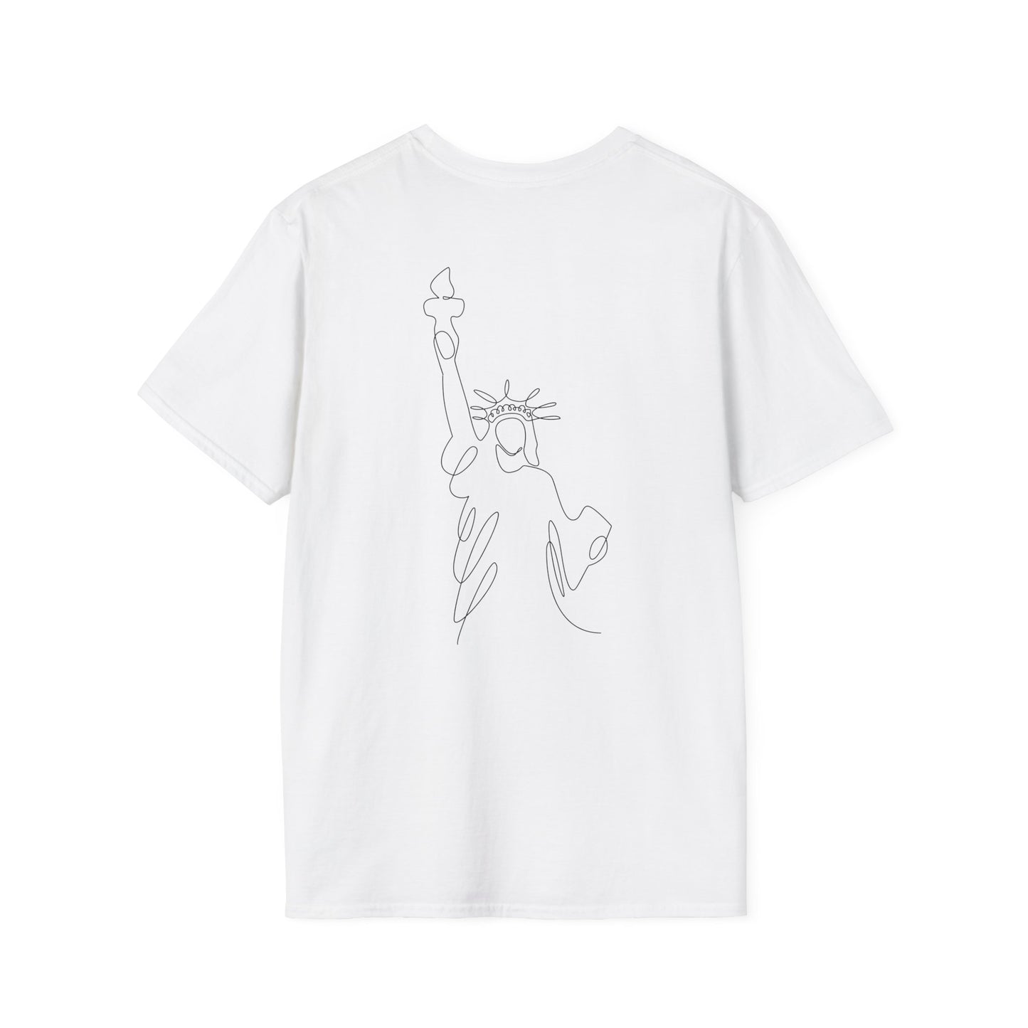 Gothic Elegance Unisex T-Shirt - Skeleton & Statue Design