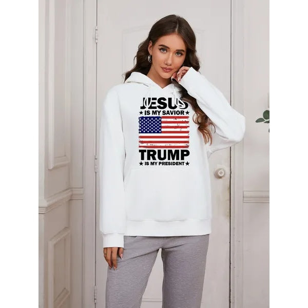 Casual Hooded with trump Flag