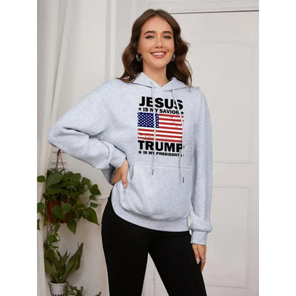 Casual Hooded with trump Flag