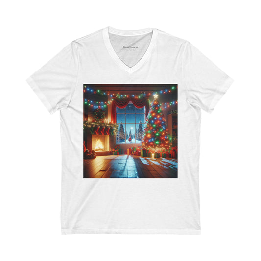 Cozy Christmas V-Neck Tee - Unisex Holiday T-Shirt with Festive Design