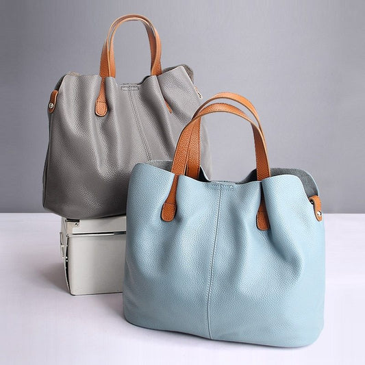 Soft leather tote bag