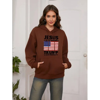 Casual Hooded with trump Flag