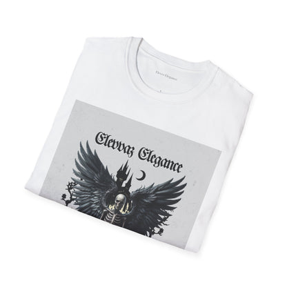 Gothic Elegance Unisex T-Shirt - Skeleton & Statue Design